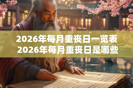 2026年每月重丧日一览表 2026年每月重丧日是哪些 2026年每月重丧日一览表 2026年每月重丧日是哪些
