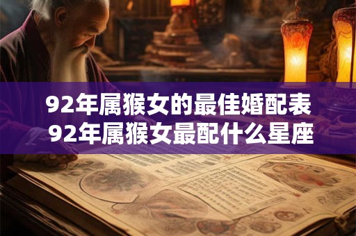 92年属猴女的最佳婚配表 92年属猴女最配什么星座男 92年属猴女的最佳婚配表 92年属猴女最配什么星座男