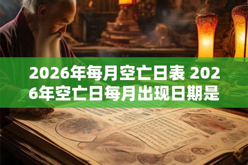 2026年每月空亡日表 2026年空亡日每月出现日期是什么