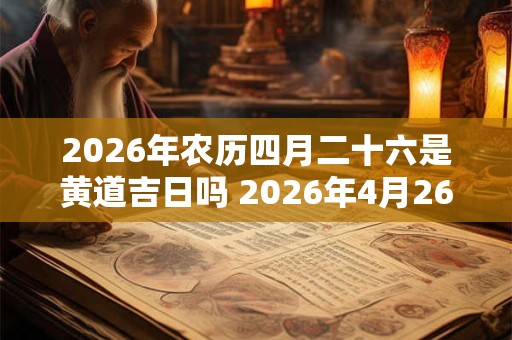 2026年农历四月二十六是黄道吉日吗 2026年4月26日是否是黄道吉日