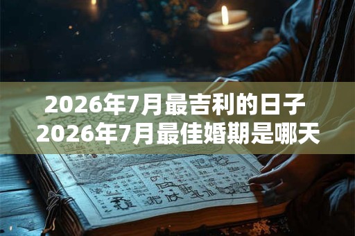 2026年7月最吉利的日子 2026年7月最佳婚期是哪天