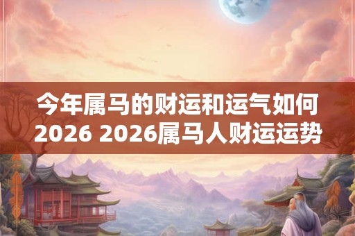 今年属马的财运和运气如何2026 2026属马人财运运势如何