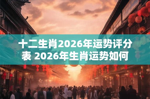 十二生肖2026年运势评分表 2026年生肖运势如何