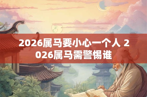 2026属马要小心一个人 2026属马需警惕谁 2026属马要小心一个人 2026属马需警惕谁
