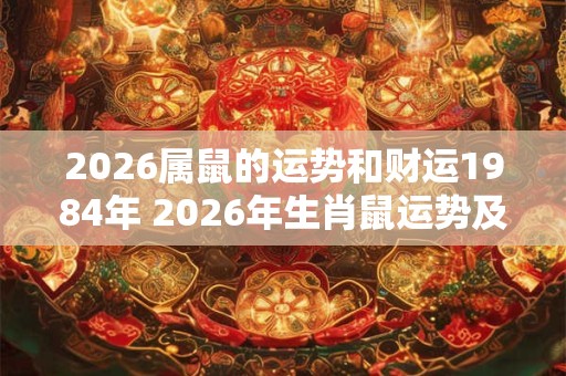 2026属鼠的运势和财运1984年 2026年生肖鼠运势及1984年财运如何 2026属鼠的运势和财运1984年 2026年生肖鼠运势及1984年财运如何