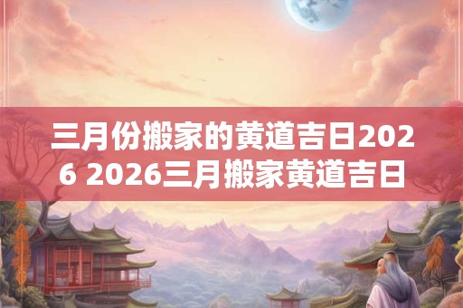 三月份搬家的黄道吉日2026 2026三月搬家黄道吉日