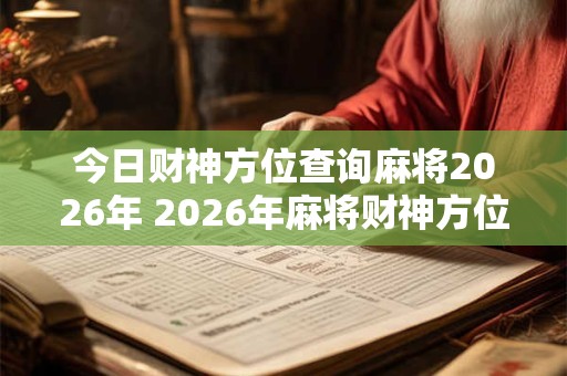 今日财神方位查询麻将2026年 2026年麻将财神方位在哪 今日财神方位查询麻将2026年 2026年麻将财神方位在哪