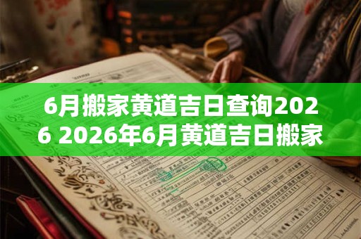 6月搬家黄道吉日查询2026 2026年6月黄道吉日搬家查询