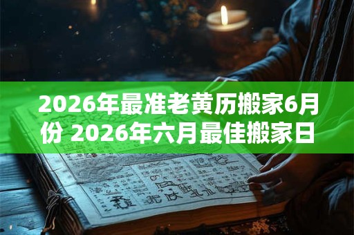 2026年最准老黄历搬家6月份 2026年六月最佳搬家日揭秘