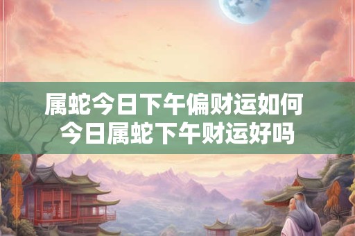 属蛇今日下午偏财运如何 今日属蛇下午财运好吗
