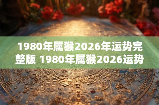 1980年属猴2026年运势完整版 1980年属猴2026运势如何