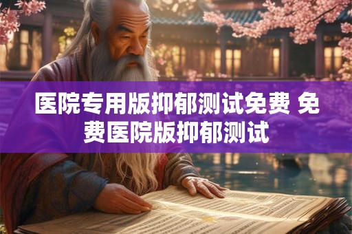 医院专用版抑郁测试免费 免费医院版抑郁测试