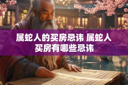 属蛇人的买房忌讳 属蛇人买房有哪些忌讳