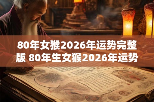80年女猴2026年运势完整版 80年生女猴2026年运势如何