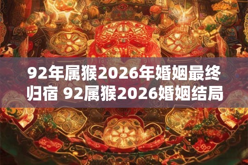 92年属猴2026年婚姻最终归宿 92属猴2026婚姻结局如何 92年属猴2026年婚姻最终归宿 92属猴2026婚姻结局如何