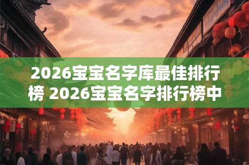 2026宝宝名字库最佳排行榜 2026宝宝名字排行榜中谁是最佳