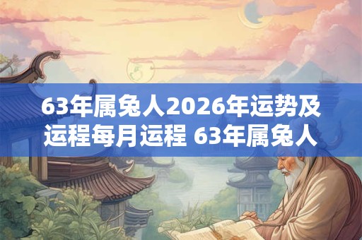 63年属兔人2026年运势及运程每月运程 63年属兔人2026年运程如何