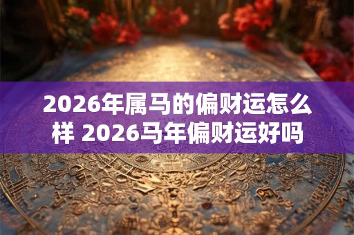 2026年属马的偏财运怎么样 2026马年偏财运好吗
