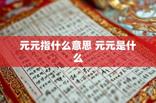 元元指什么意思 元元是什么 元元指什么意思 元元是什么