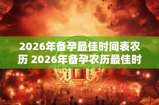 2026年备孕最佳时间表农历 2026年备孕农历最佳时间表