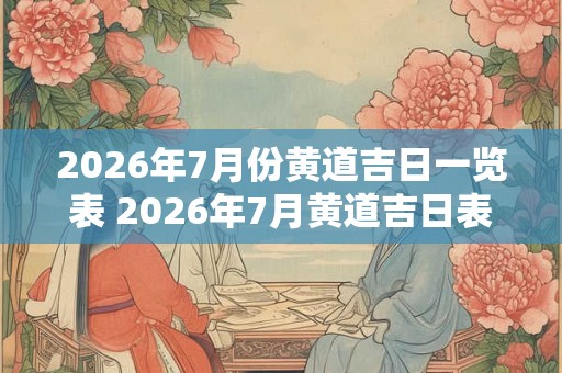 2026年7月份黄道吉日一览表 2026年7月黄道吉日表 2026年7月份黄道吉日一览表 2026年7月黄道吉日表