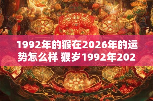 1992年的猴在2026年的运势怎么样 猴岁1992年2026年运势如何 1992年的猴在2026年的运势怎么样 猴岁1992年2026年运势如何