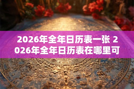 2026年全年日历表一张 2026年全年日历表在哪里可以找到