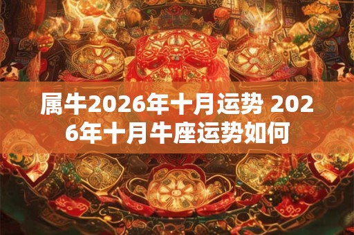 属牛2026年十月运势 2026年十月牛座运势如何