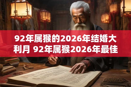 92年属猴的2026年结婚大利月 92年属猴2026年最佳结婚月