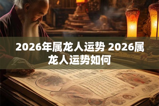 2026年属龙人运势 2026属龙人运势如何