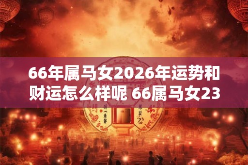66年属马女2026年运势和财运怎么样呢 66属马女23年运财如何
