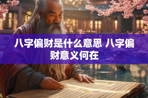 八字偏财是什么意思 八字偏财意义何在
