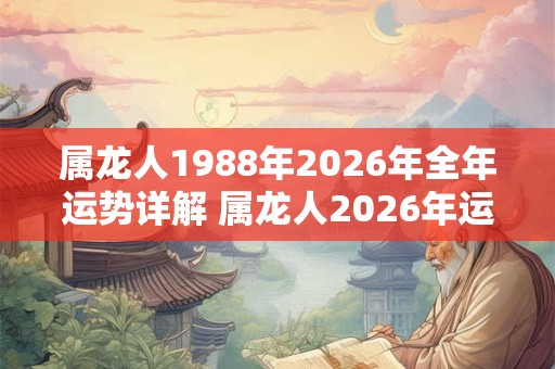 属龙人1988年2026年全年运势详解 属龙人2026年运势如何