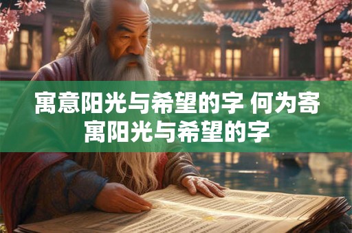 寓意阳光与希望的字 何为寄寓阳光与希望的字 寓意阳光与希望的字 何为寄寓阳光与希望的字