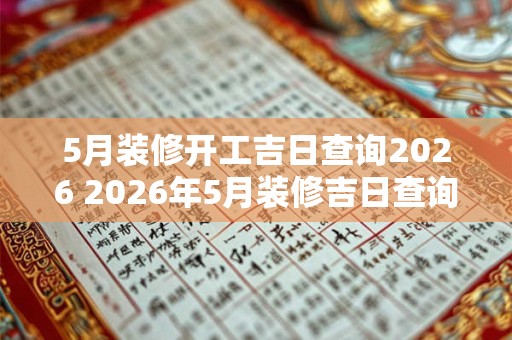 5月装修开工吉日查询2026 2026年5月装修吉日查询