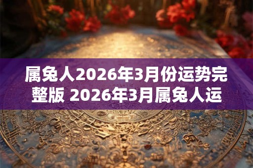 属兔人2026年3月份运势完整版 2026年3月属兔人运势如何