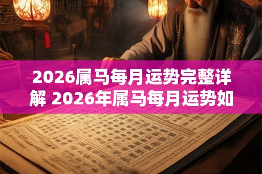 2026属马每月运势完整详解 2026年属马每月运势如何 2026属马每月运势完整详解 2026年属马每月运势如何