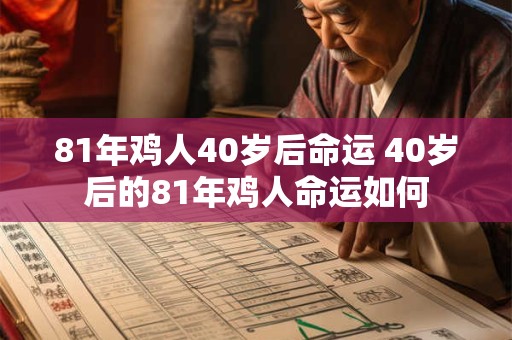 81年鸡人40岁后命运 40岁后的81年鸡人命运如何