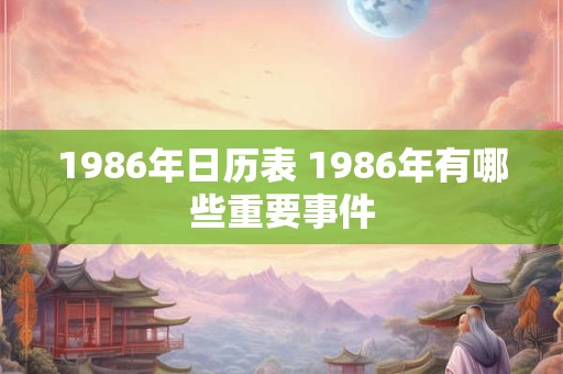 1986年日历表 1986年有哪些重要事件 1986年日历表 1986年有哪些重要事件