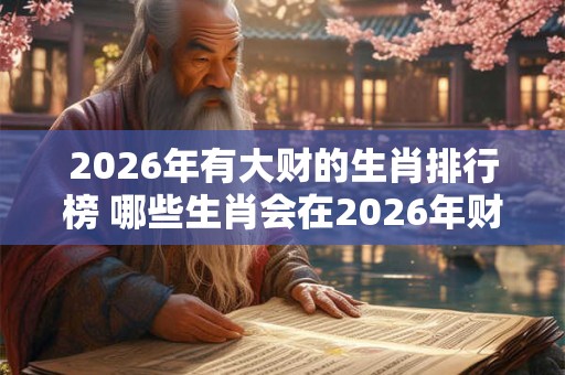 2026年有大财的生肖排行榜 哪些生肖会在2026年财运亨通 2026年有大财的生肖排行榜 哪些生肖会在2026年财运亨通