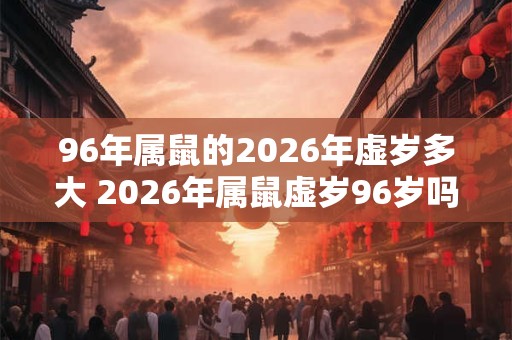 96年属鼠的2026年虚岁多大 2026年属鼠虚岁96岁吗 96年属鼠的2026年虚岁多大 2026年属鼠虚岁96岁吗