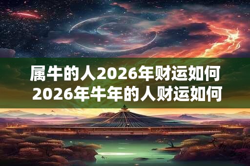 属牛的人2026年财运如何 2026年牛年的人财运如何