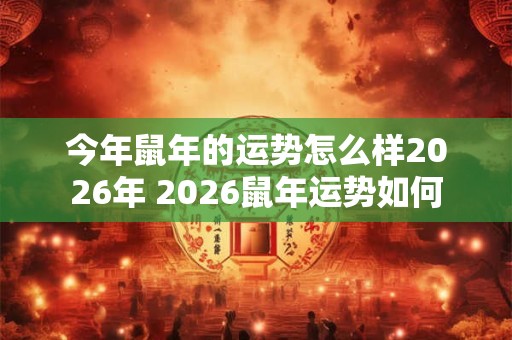 今年鼠年的运势怎么样2026年 2026鼠年运势如何