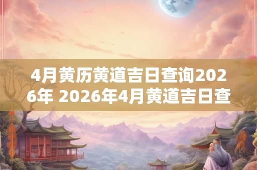 4月黄历黄道吉日查询2026年 2026年4月黄道吉日查询