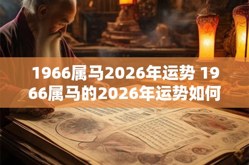 1966属马2026年运势 1966属马的2026年运势如何