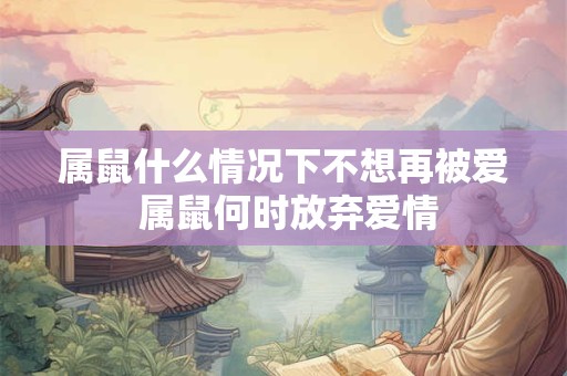 属鼠什么情况下不想再被爱 属鼠何时放弃爱情