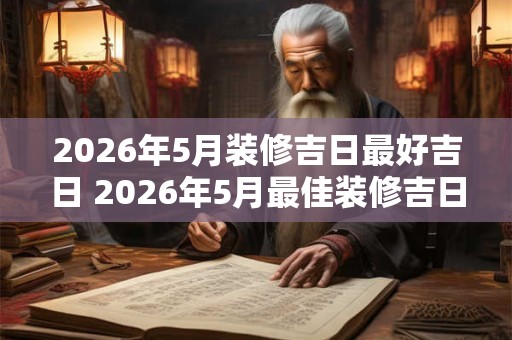 2026年5月装修吉日最好吉日 2026年5月最佳装修吉日是什么
