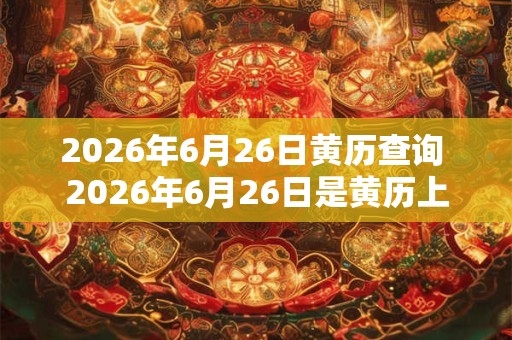 2026年6月26日黄历查询 2026年6月26日是黄历上什么日子