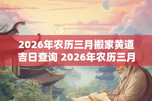 2026年农历三月搬家黄道吉日查询 2026年农历三月搬家黄道吉日是哪天
