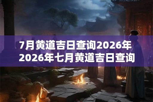 7月黄道吉日查询2026年 2026年七月黄道吉日查询